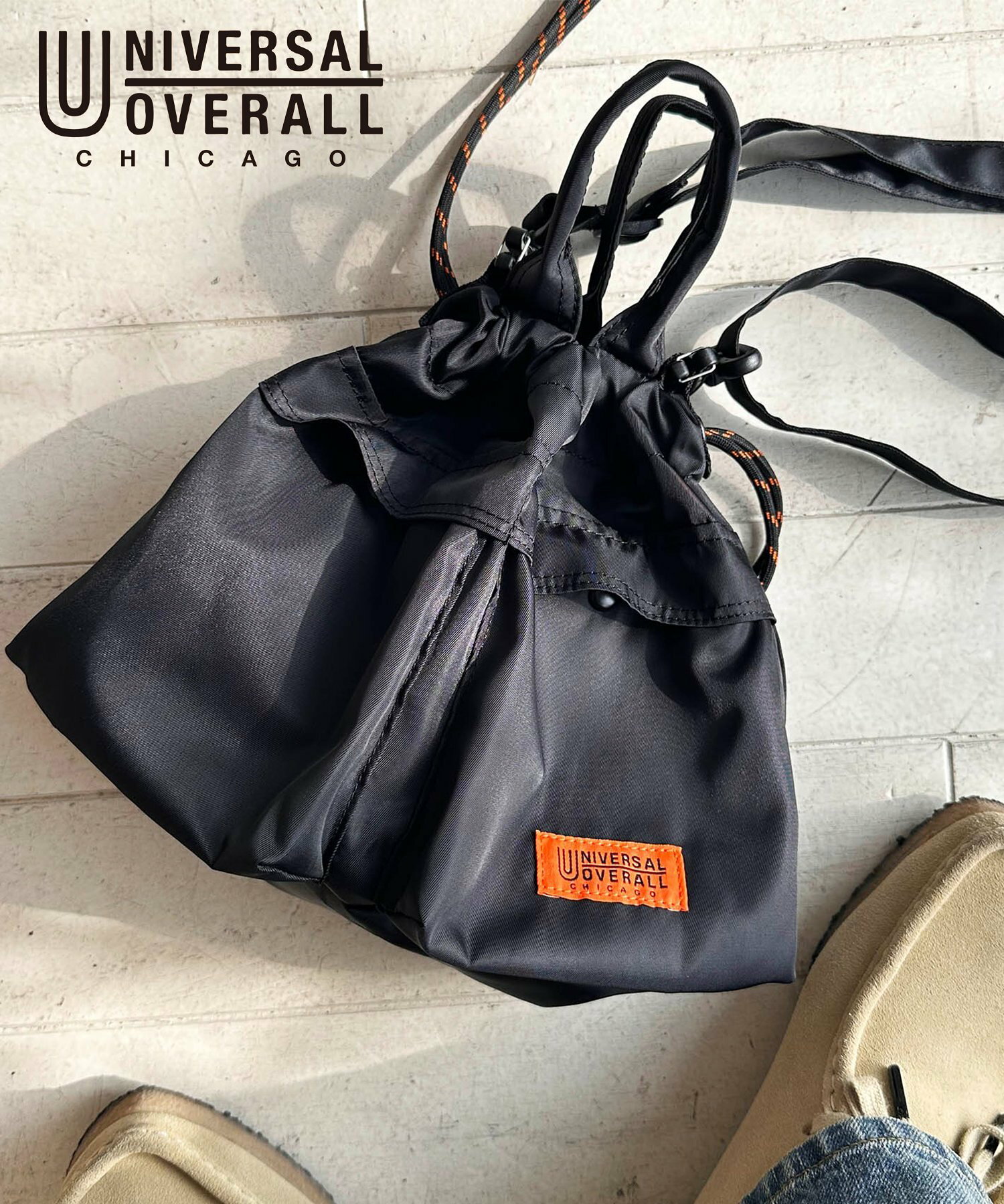 UNIVERSAL OVERALL/ドロストショルダーバッグ 2WAY 巾着バッグ ナイロン ショルダーバッグ ユニバーサルオーバーオール TTUVO-003